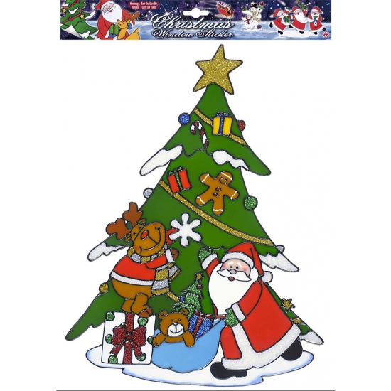 Kerstversiering raamstickers kerstman-rendier plaatjes 40 cm
