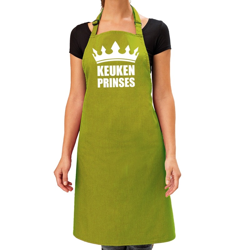 Keuken Prinses barbeque schort-keukenschort lime groen dames