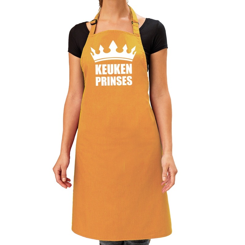 Keuken Prinses barbeque schort -keukenschort oker geel dames
