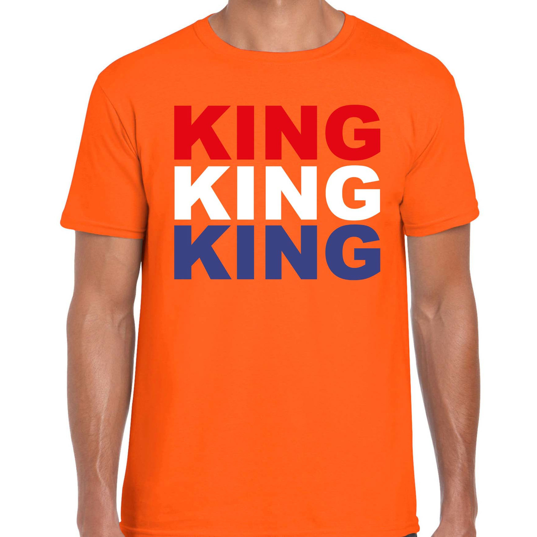 King t-shirt oranje voor heren Koningsdag shirts