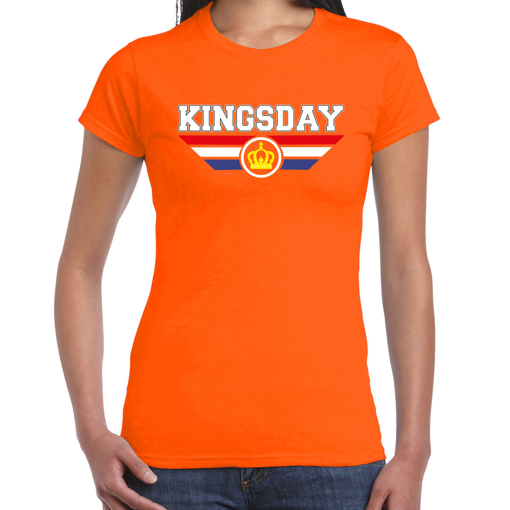 Kingsday t-shirt oranje voor dames Koningsdag shirts