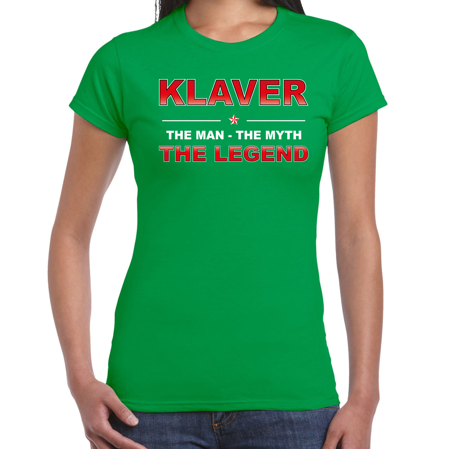 Klaver naam t-shirt the man-the myth-the legend groen voor dames
