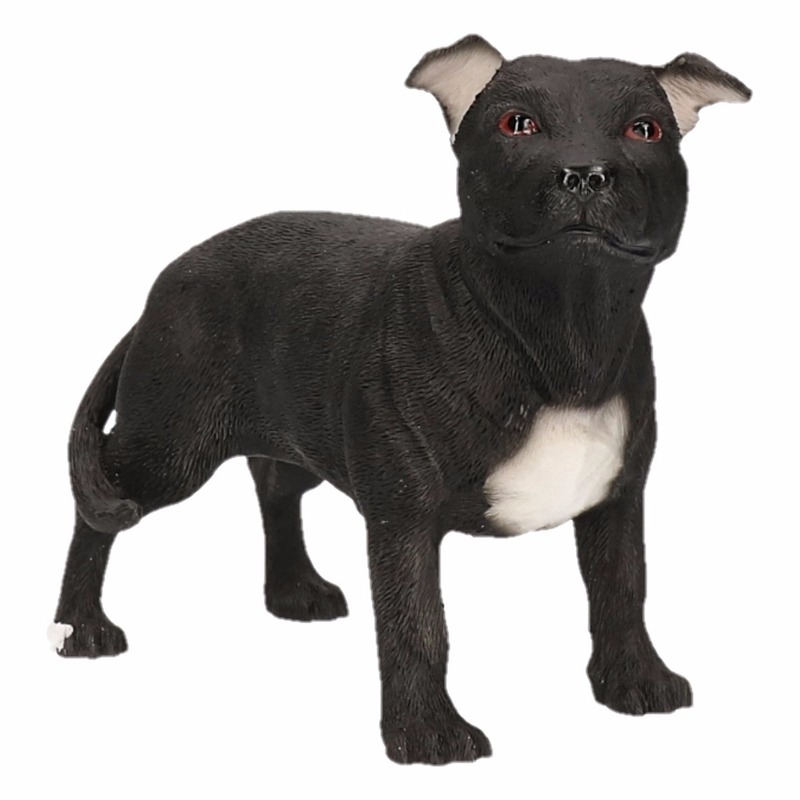 Kleine beeldje Staff Bull Terrier zwart 15 cm