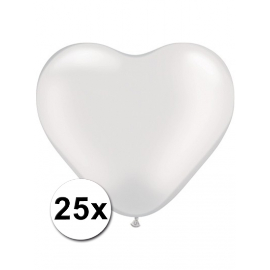 Kleine witte hartjes ballonnen 25 stuks