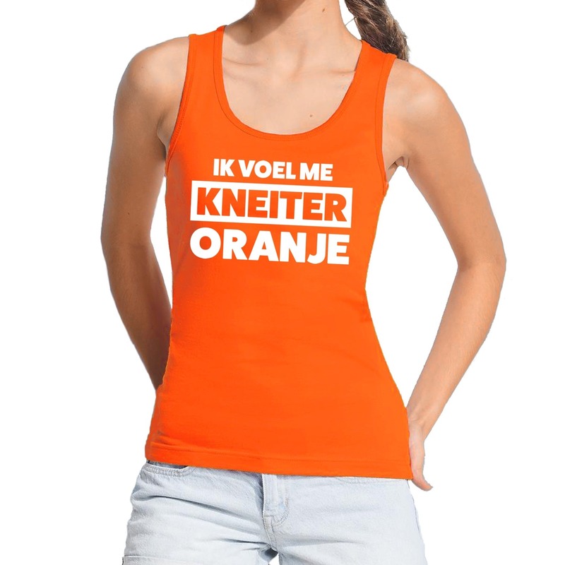 Kneiter oranje Koningsdag tanktop-mouwloos shirt oranje dames