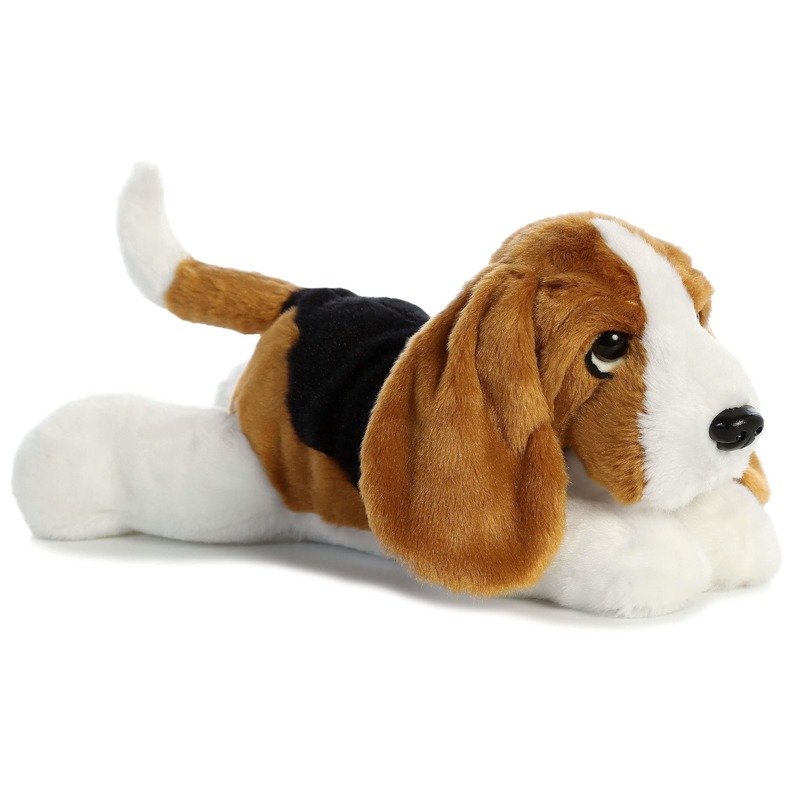 Knuffel Basset hound hond zwart-bruin-wit 30 cm knuffels kopen