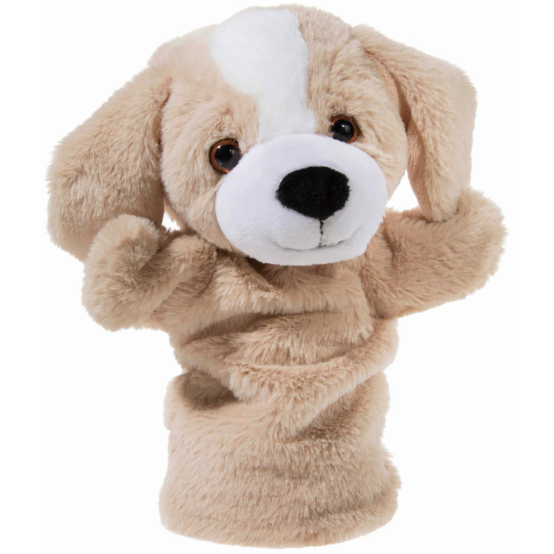 Knuffel handpop hond beige 25 cm knuffels kopen
