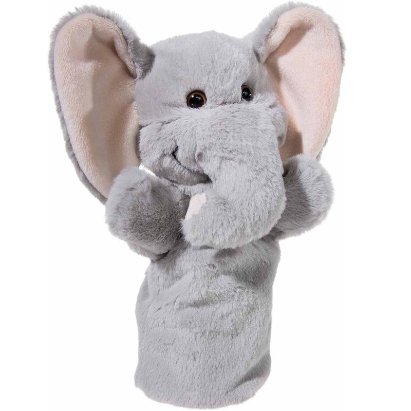 Knuffel handpop olifant grijs 25 cm knuffels kopen