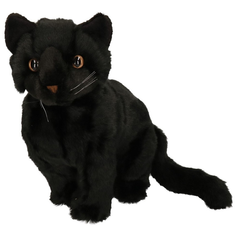 Knuffel kat of poes zwart zittend 30 cm