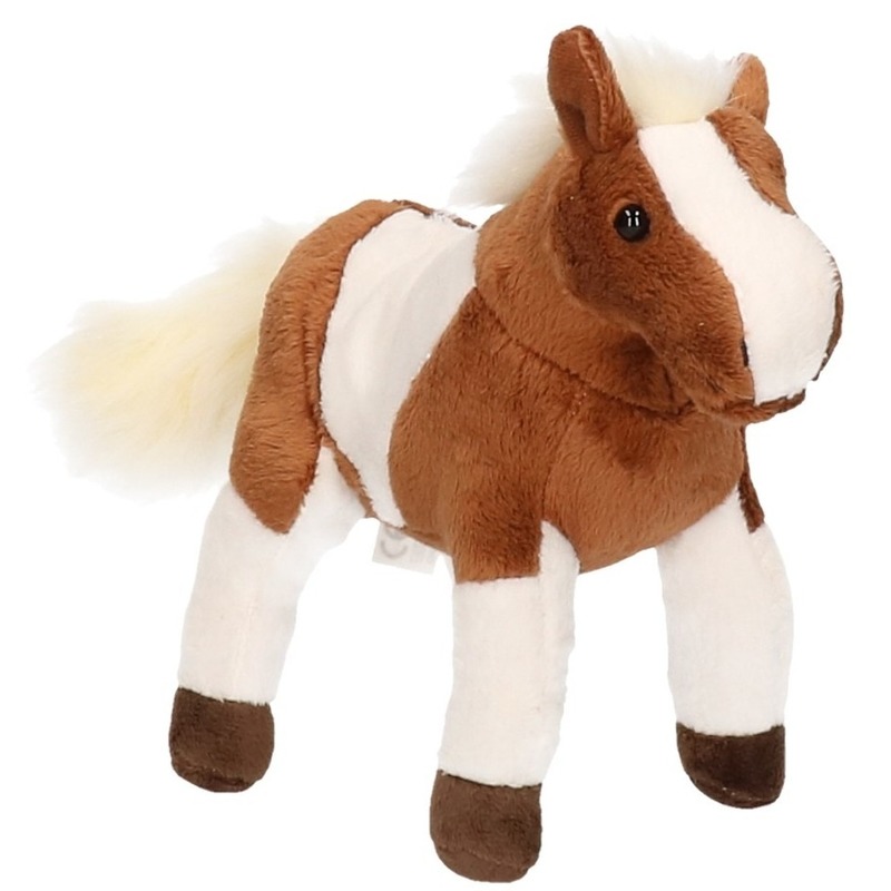 Knuffel paard bruin-wit 26 cm knuffels kopen