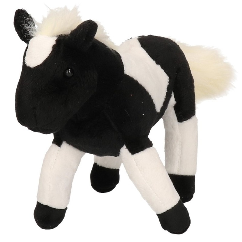 Knuffel paard zwart-wit 26 cm knuffels kopen