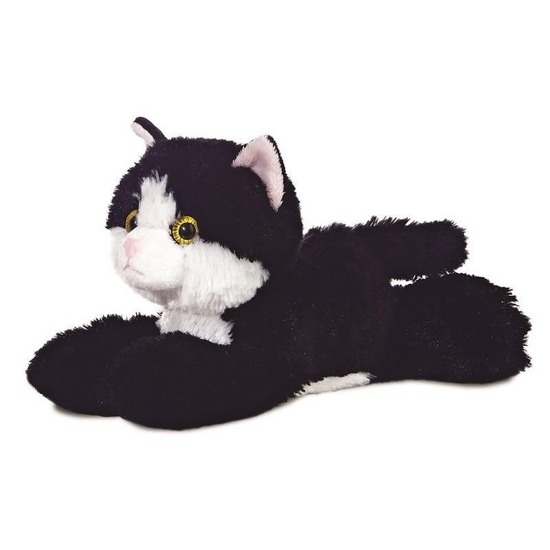 Knuffel zwart-witte kat-poes 20 cm knuffels kopen