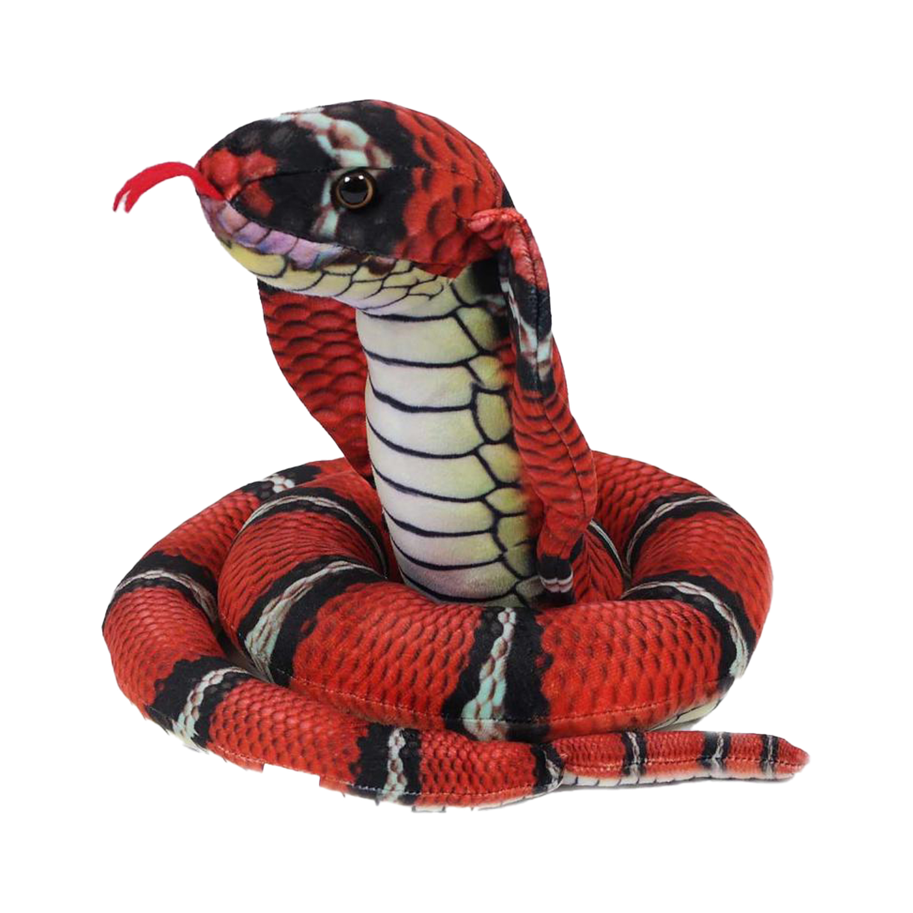 Knuffeldier Cobra slang zachte pluche stof rood premium kwaliteit knuffels 120 cm