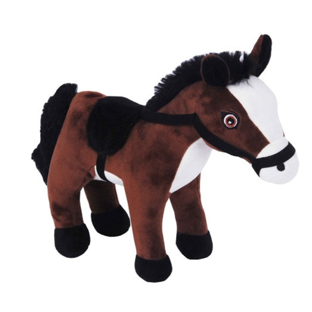 Knuffeldier Paard Lola zachte pluche stof dieren knuffels donkerbruin 23 cm