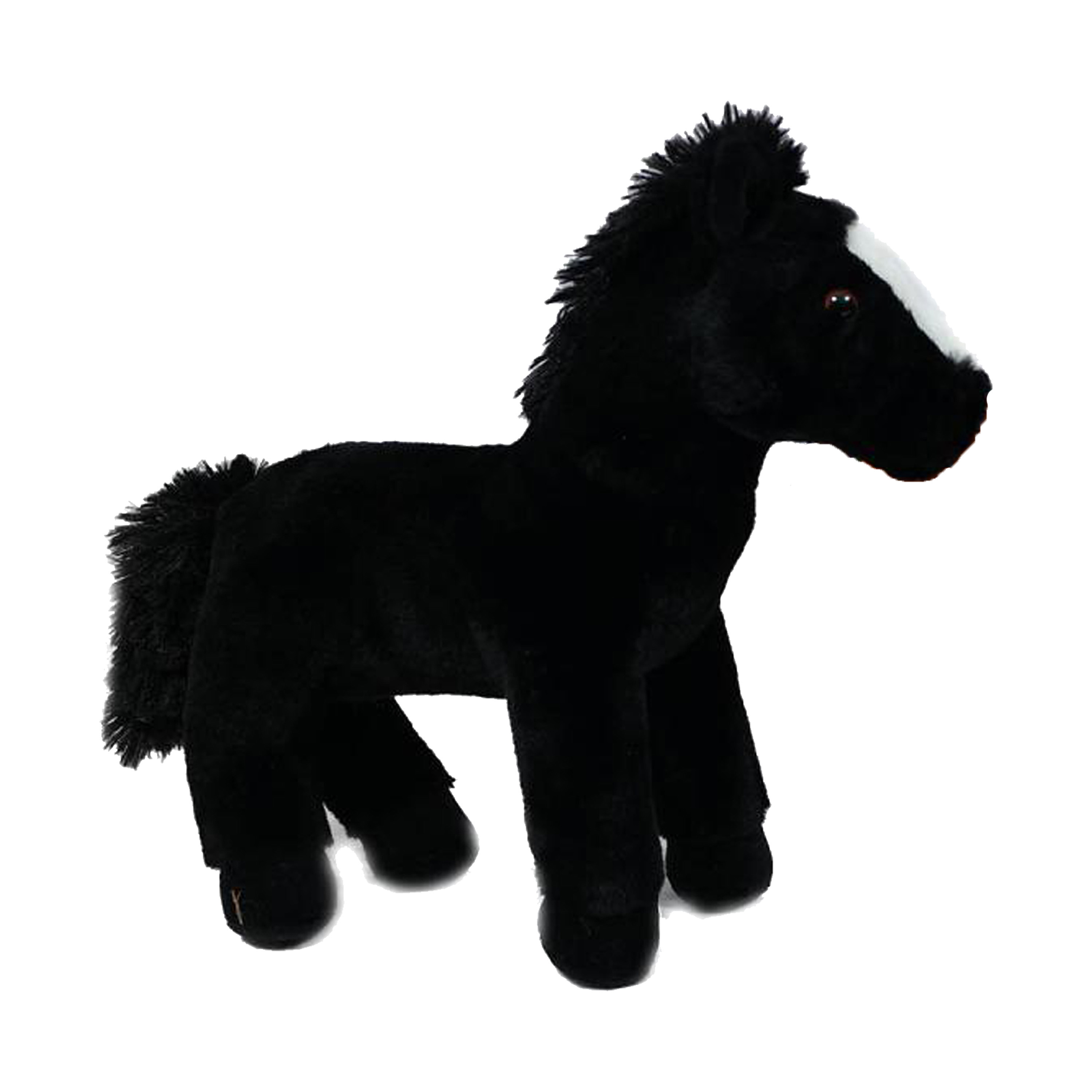 Knuffeldier Paard Winston zachte pluche stof premium kwaliteit knuffels zwart 30 cm