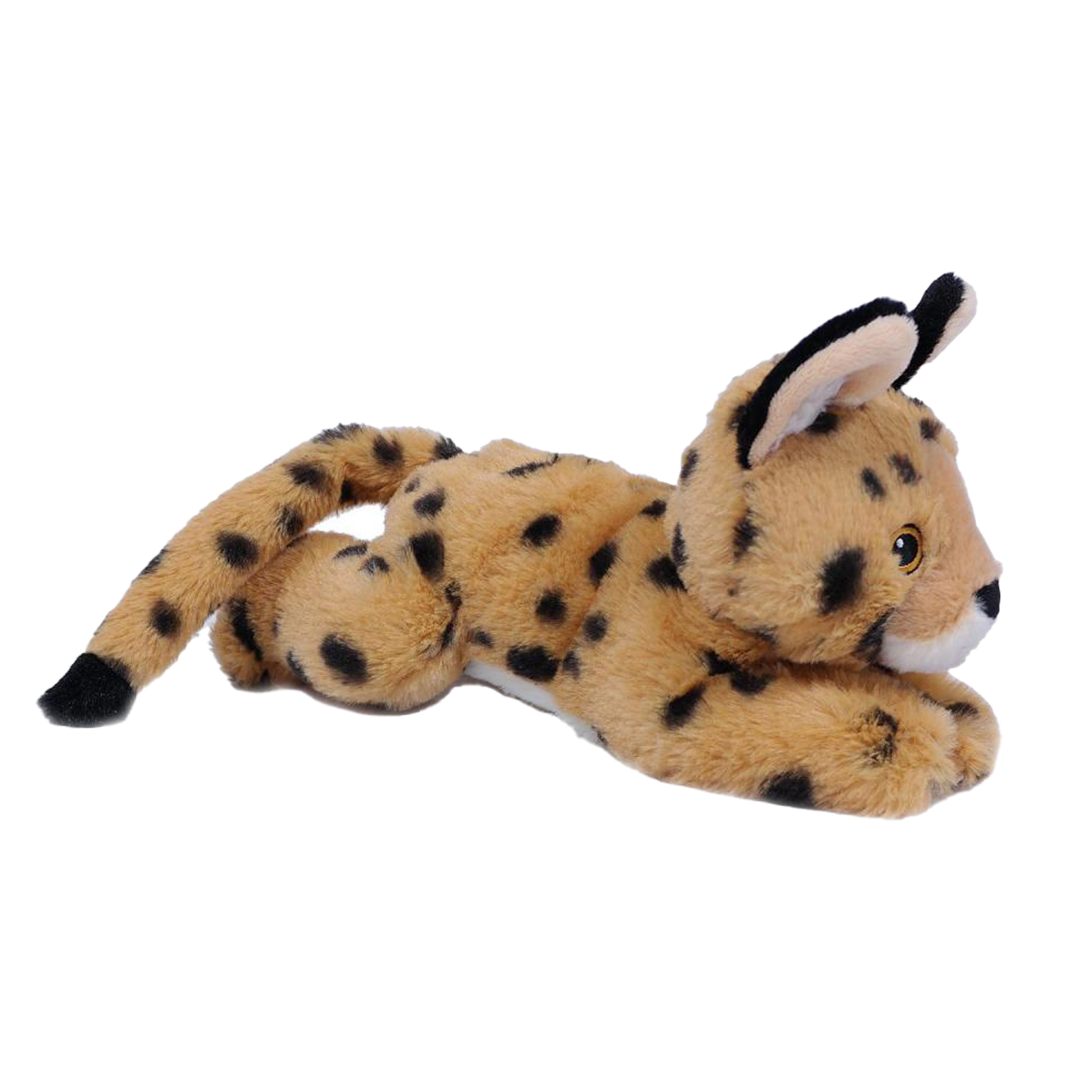 Knuffeldier Serval kat zachte pluche stof beige premium kwaliteit knuffels 28 cm
