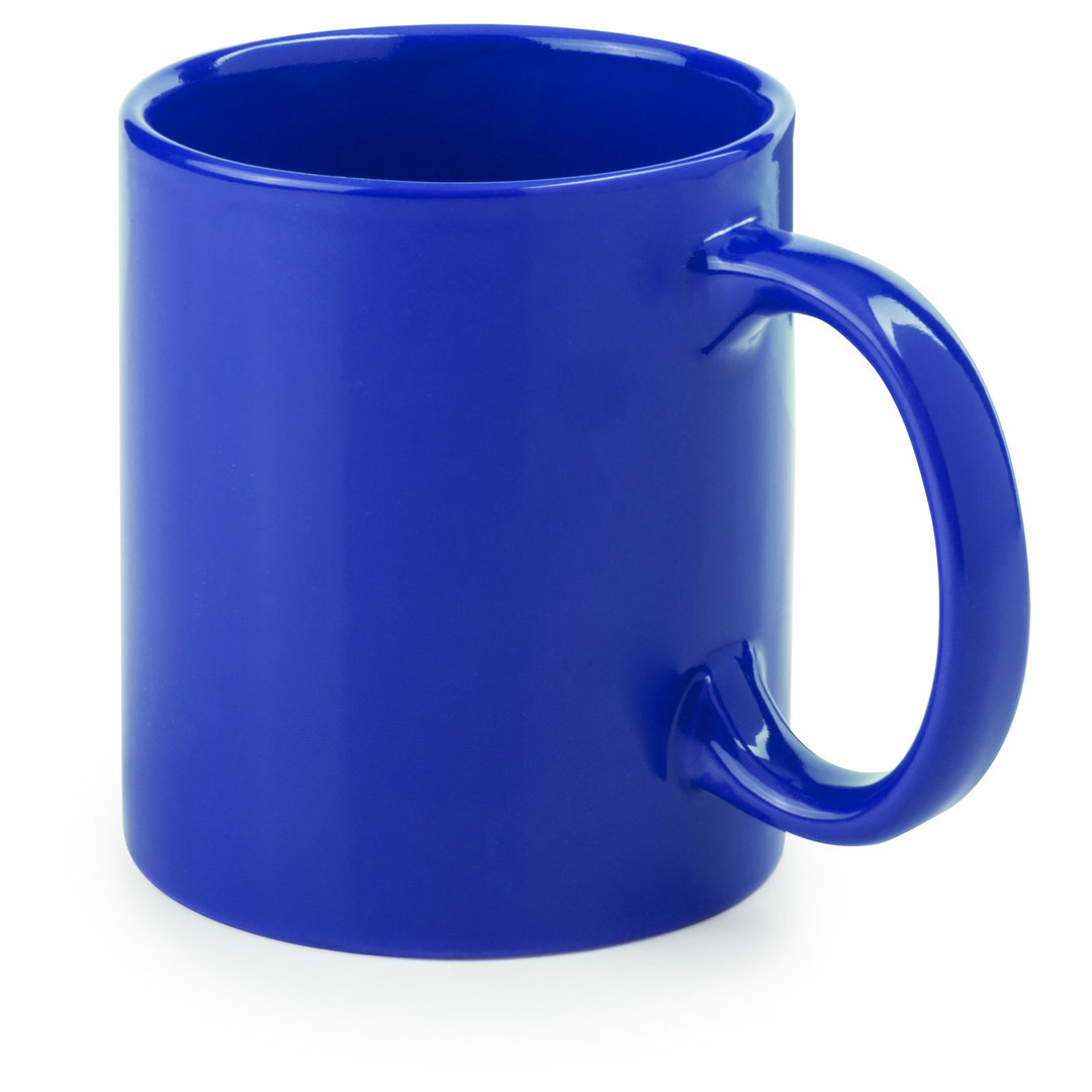Koffie mokken-bekers 1x keramiek glans met oor blauw 370 ml