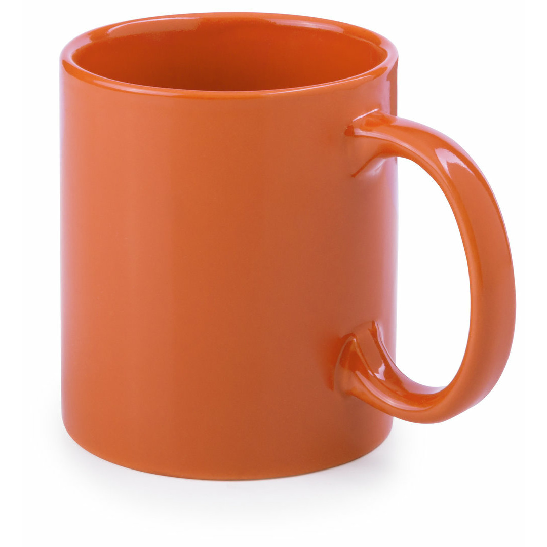 Koffie mokken-bekers 1x keramiek glans met oor oranje 370 ml