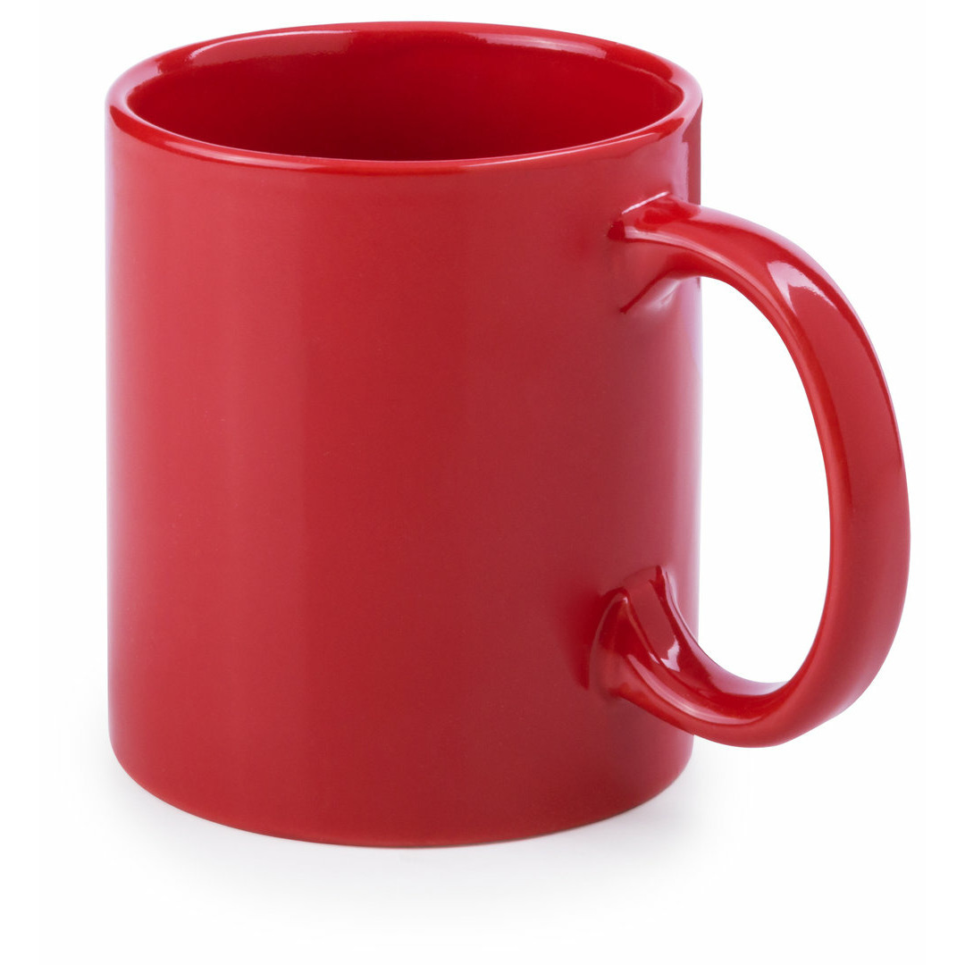 Koffie mokken-bekers 1x keramiek glans met oor rood 370 ml