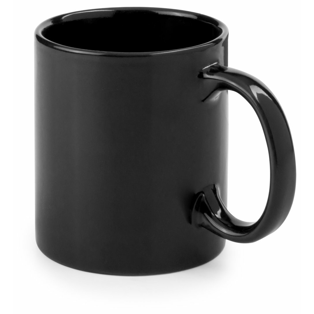 Koffie mokken-bekers 1x keramiek glans met oor zwart 370 ml