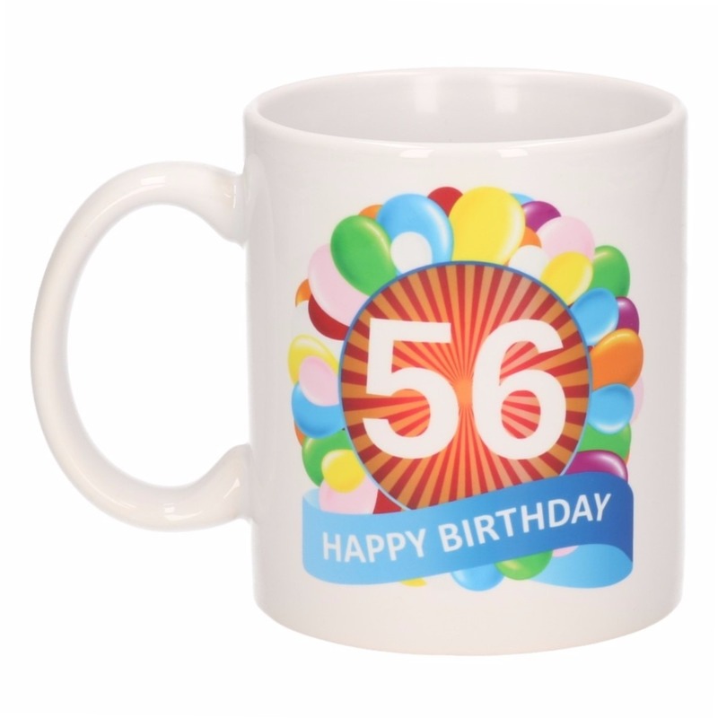 Koffiemok ballon thema 56 jaar 300 ml