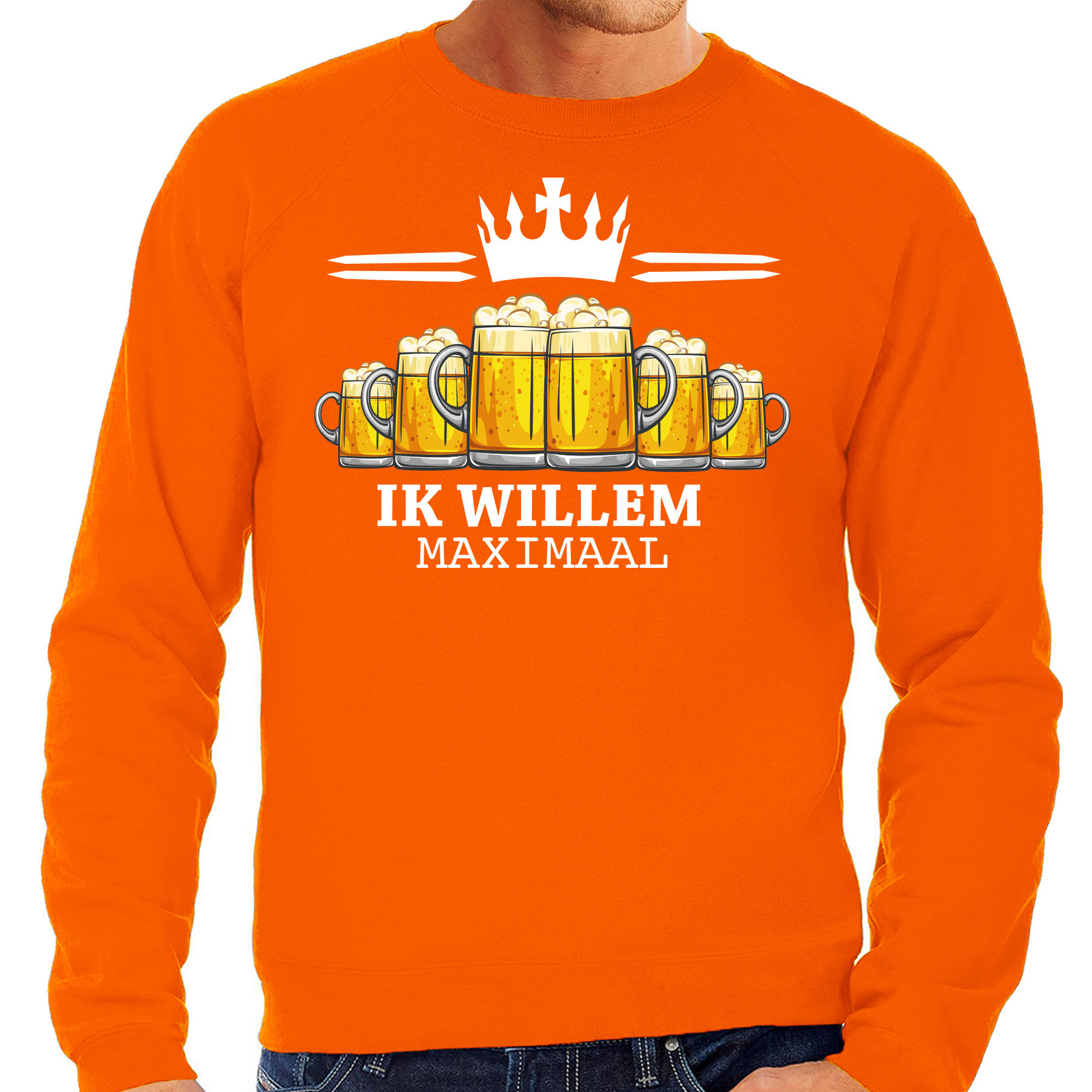 Koningsdag sweater voor heren bier, ik willem oranje feestkleding