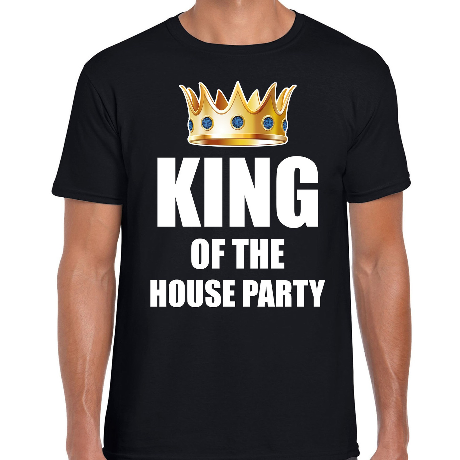 Koningsdag t-shirt King of the house party zwart voor heren