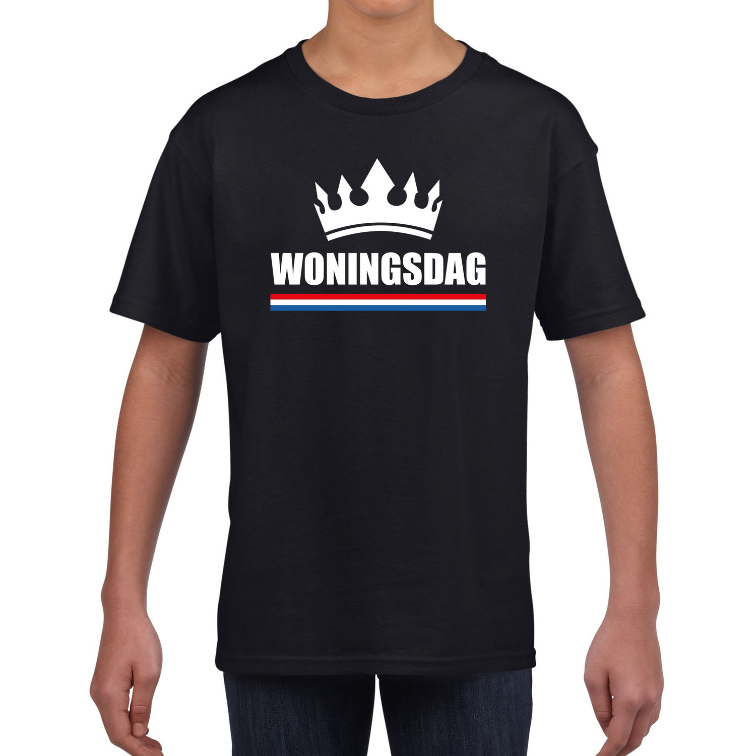 Koningsdag t-shirt Woningsdag zwart voor kinderen