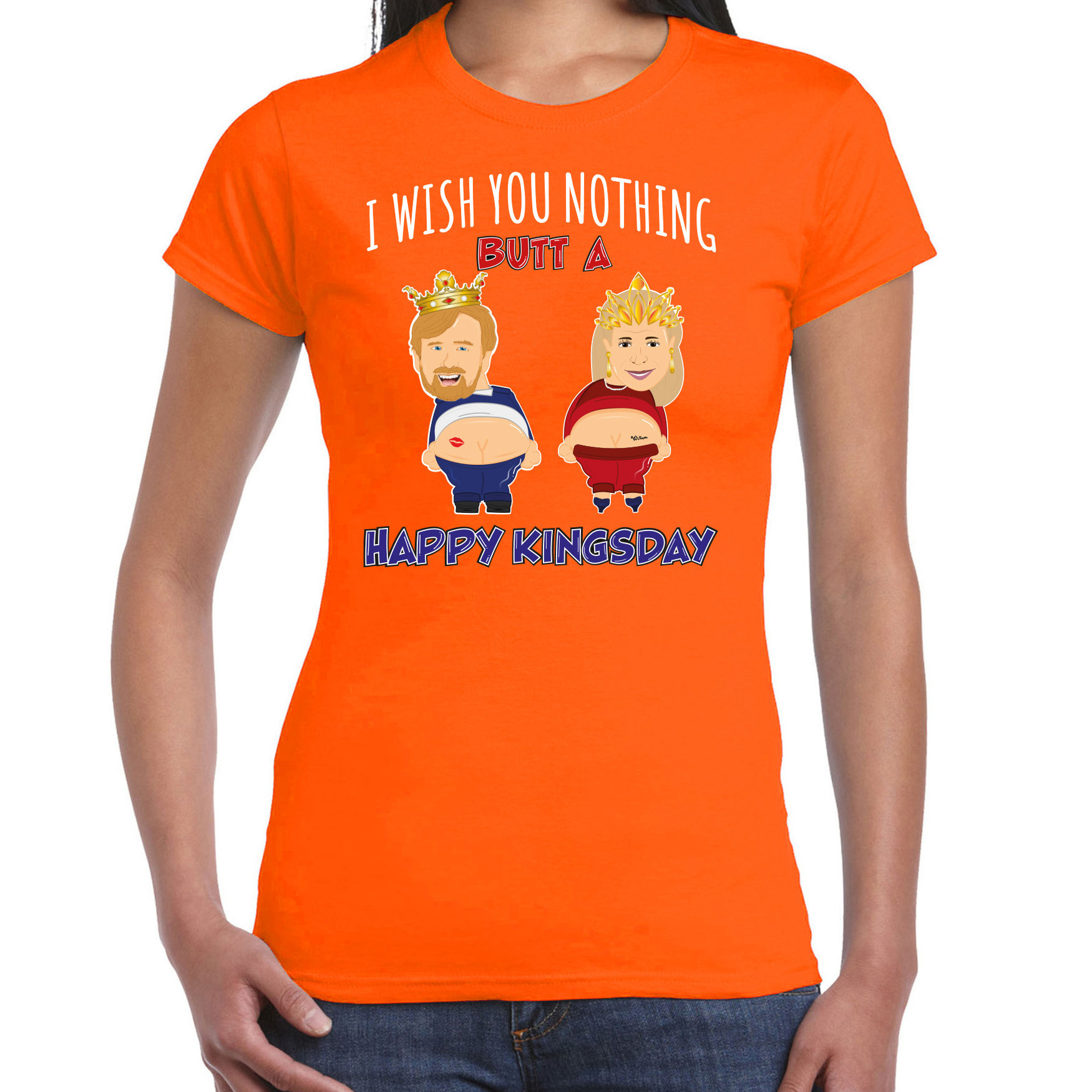 Koningsdag verkleed T-shirt voor dames Happy Kings day oranje feestkleding