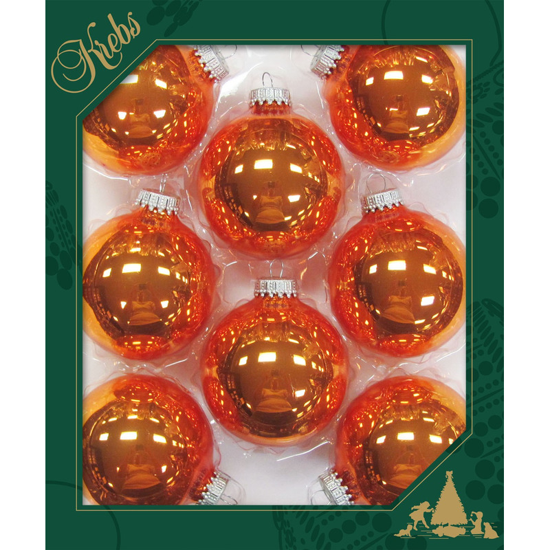 Krebs kerstballen 8x st oranje 7 cm glas orange crunch