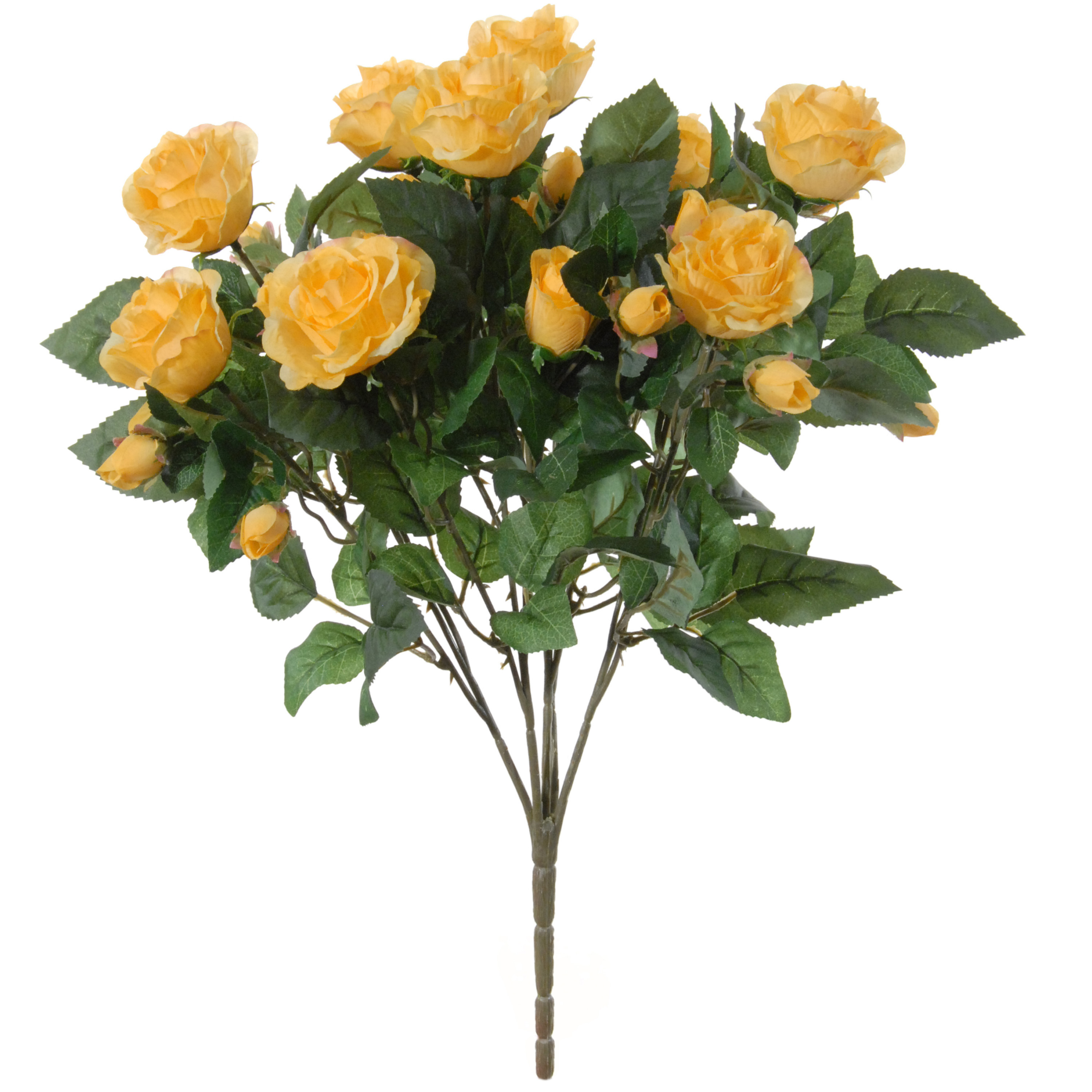 Kunstbloemen boeket rozen geel H50 cm Bloemstuk Bladgroen