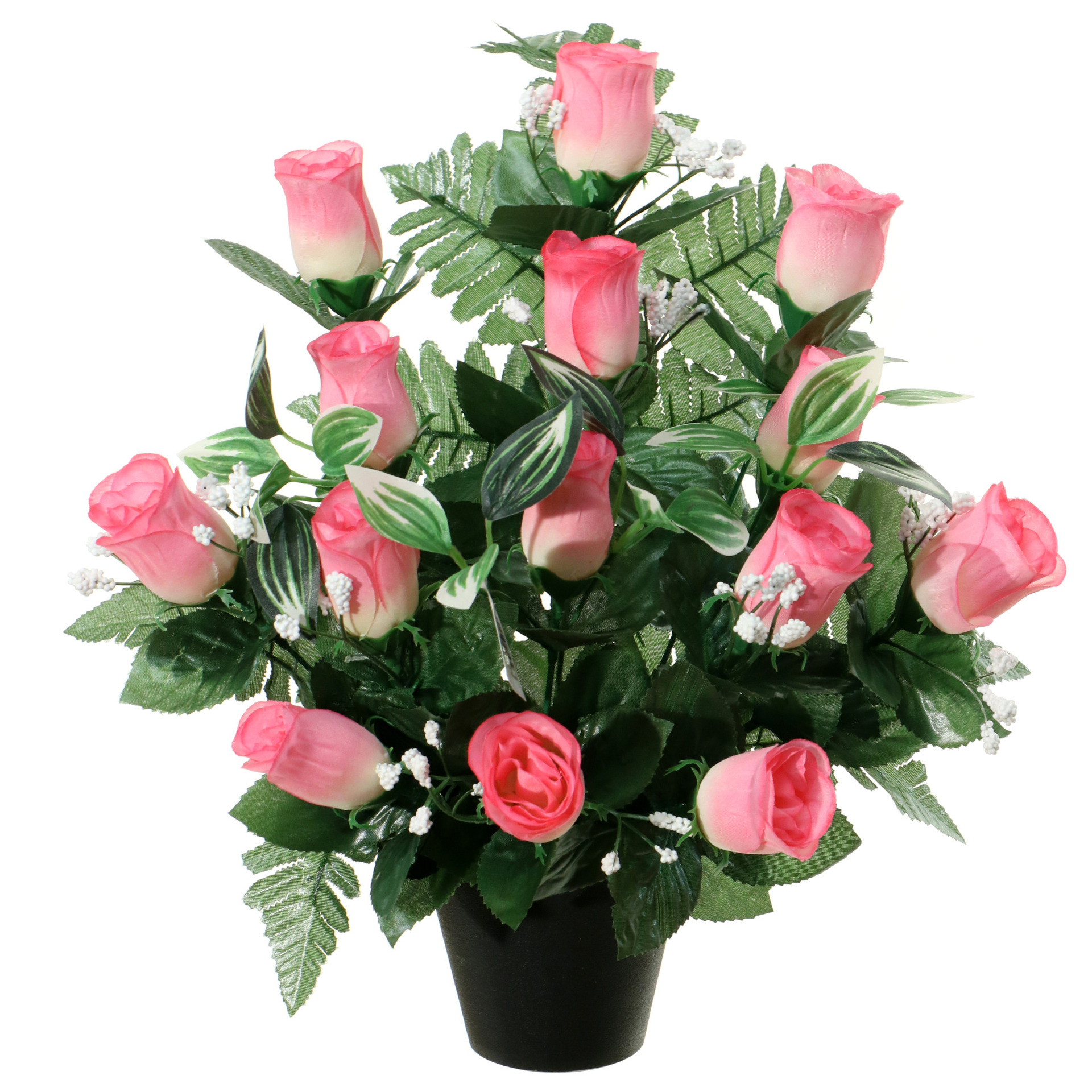 Kunstbloemen plantje rozen-gipskruid in pot lichtroze H35 cm Bloemstuk Bladgroen