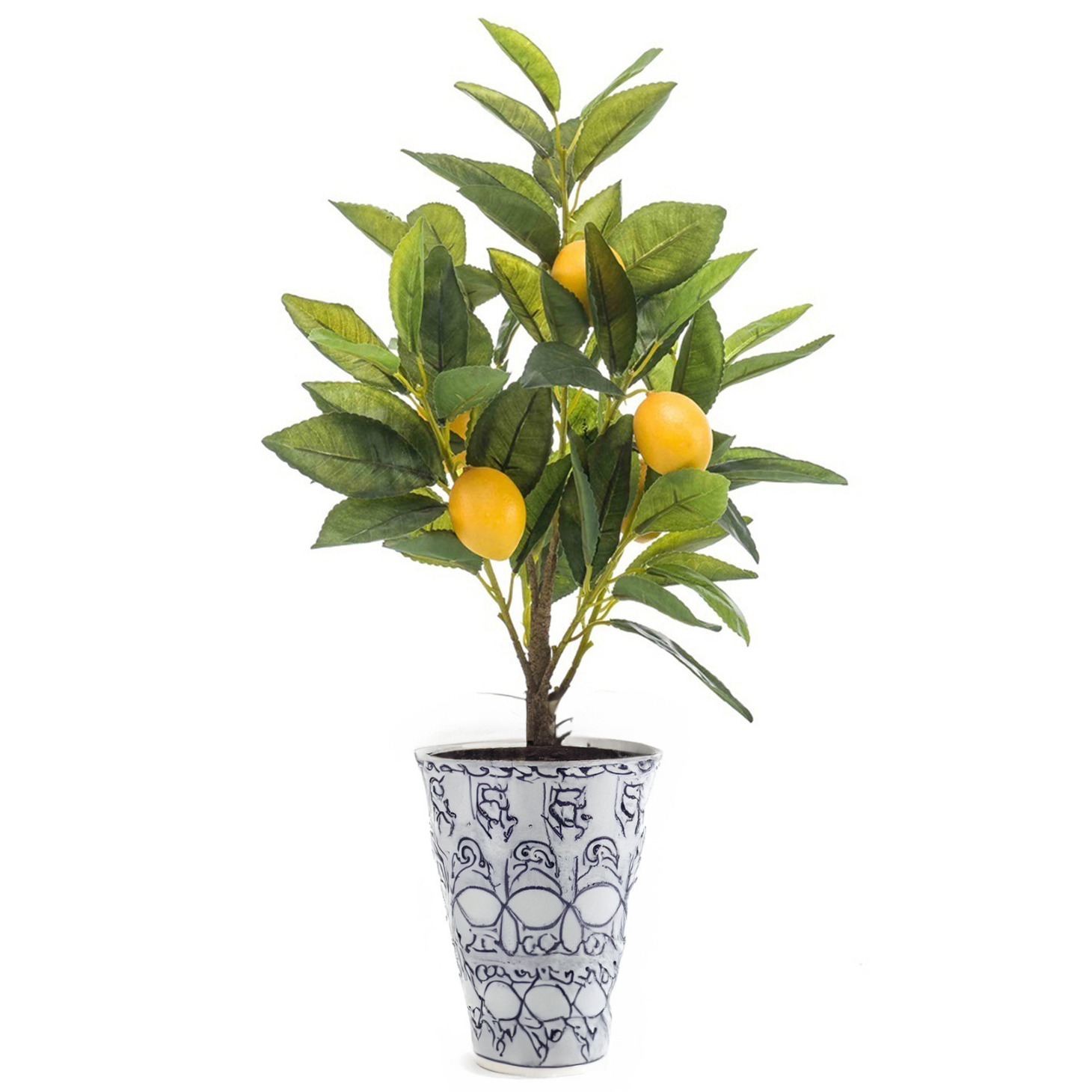 Kunstplant citrusfruit citroen boom in pot 40 cm geel