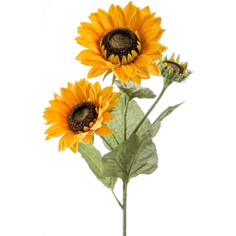 Kunstplant-kunstbloem zonnebloem 62 cm met 3 bloemen