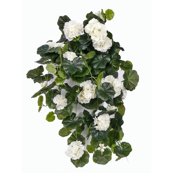 Kunstplant Witte geranium wit hangplant 70 cm decoratie