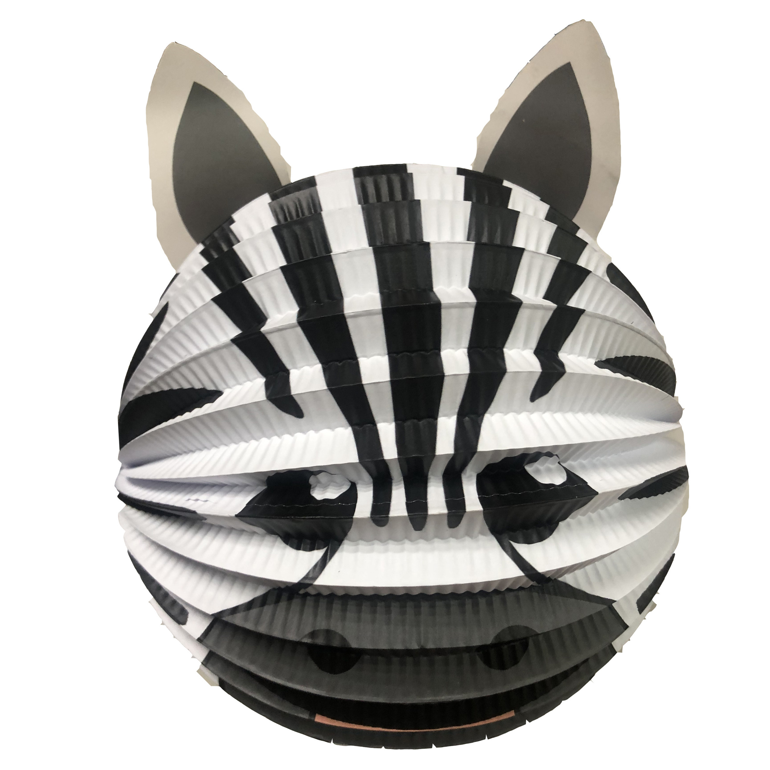 Lampion zebra 20 cm zwart-wit papier