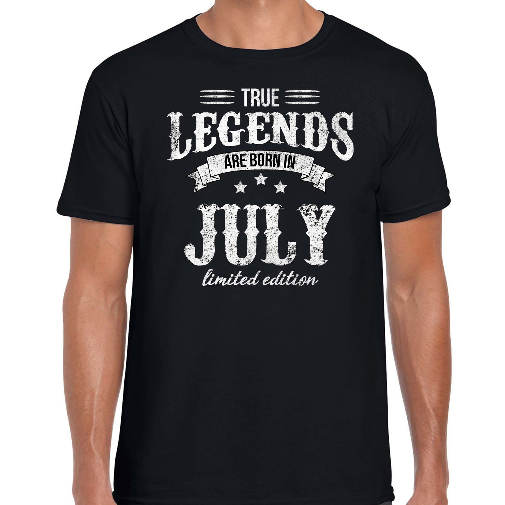 Legends are born in July cadeau t-shirt zwart voor heren Verjaardag shirts