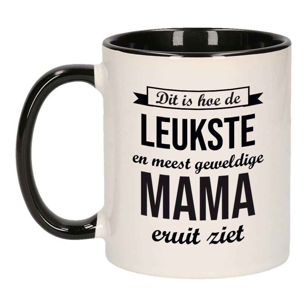 Leukste en meest geweldige mama cadeau koffiemok-theebeker wit en zwart 300 ml