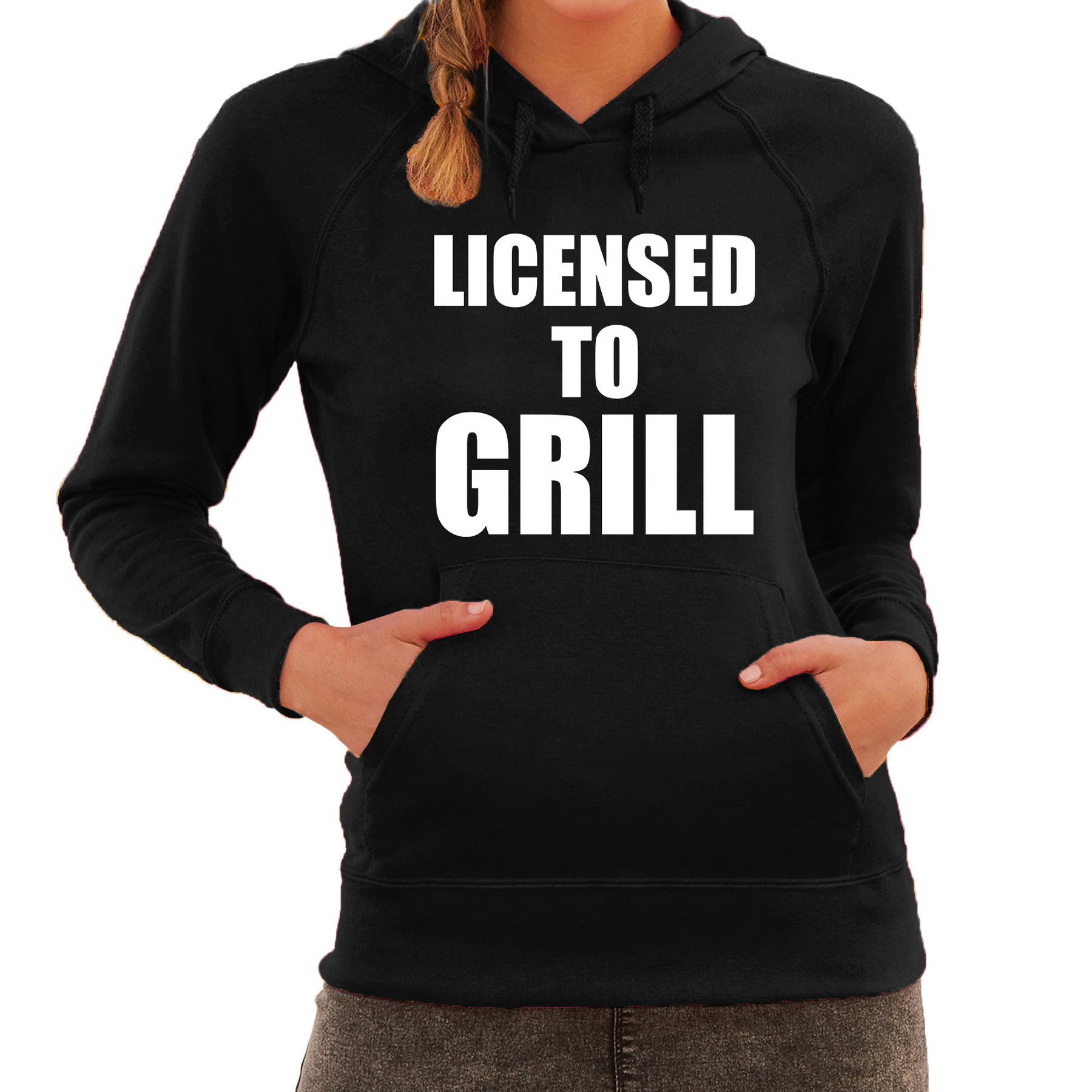 Licensed to grill bbq-barbecue cadeau hoodie zwart voor dames