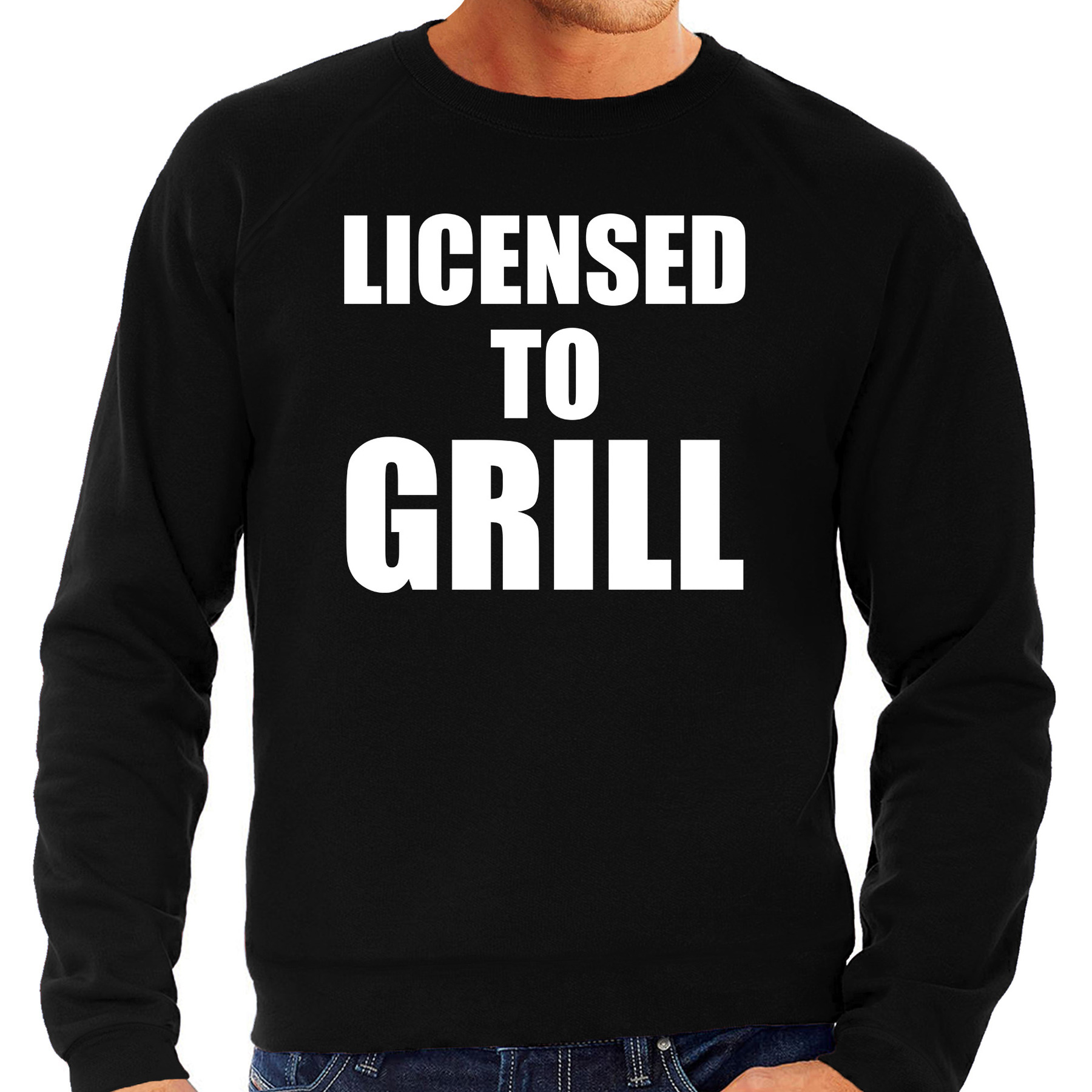 Licensed to grill bbq-barbecue cadeau sweater-trui zwart voor heren