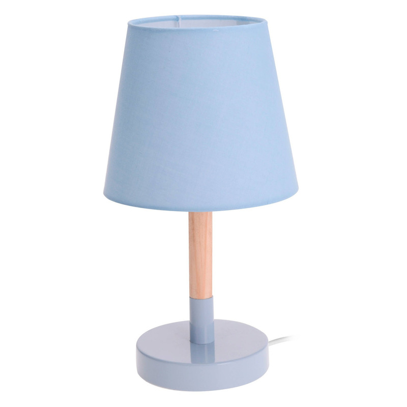 Lichtblauwe tafellamp-schemerlamp hout-metaal 23 cm