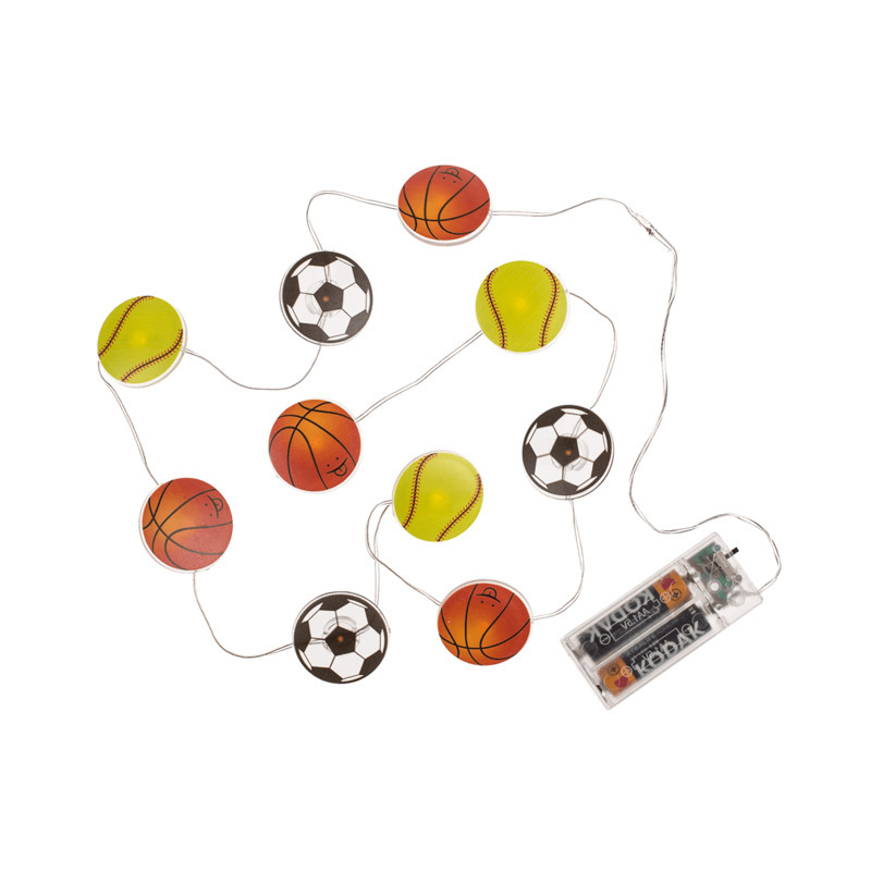 Lichtsnoer sport thema 160 cm op batterij voetbal, tennis, basketbal