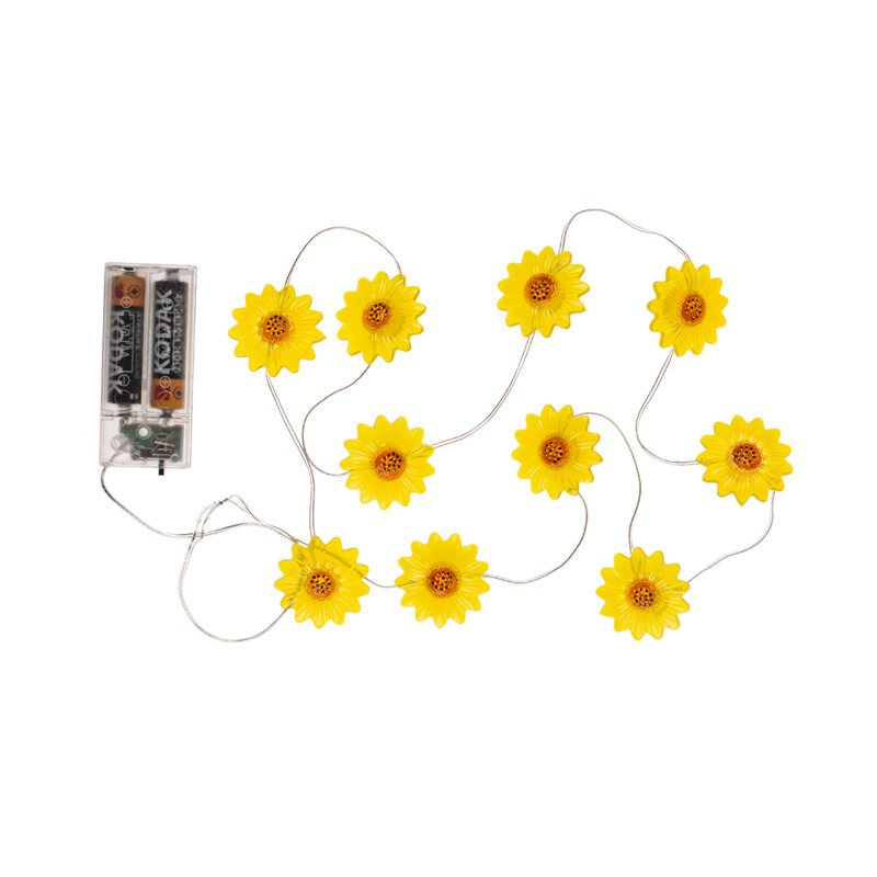 Lichtsnoer zonnebloemen geel 160 cm op batterij verlichting