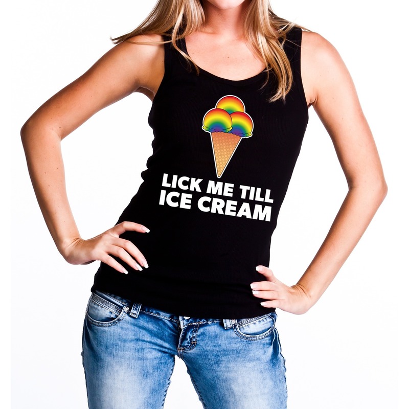 Lick me till ice cream gaypride tanktop-mouwloos shirt zwart dam