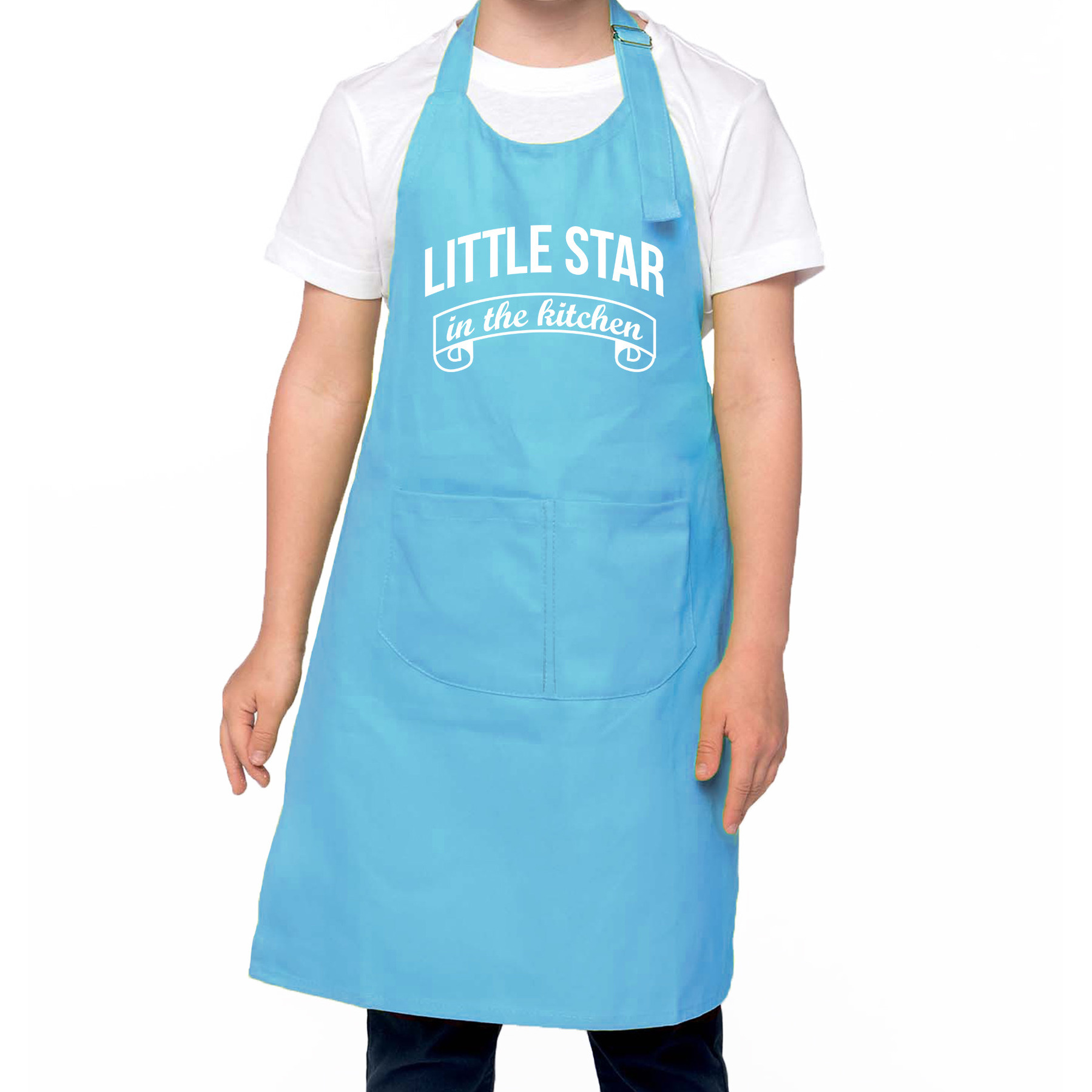 Little star in the kitchen Keukenschort kinderen- kinder schort blauw voor jongens en meisjes