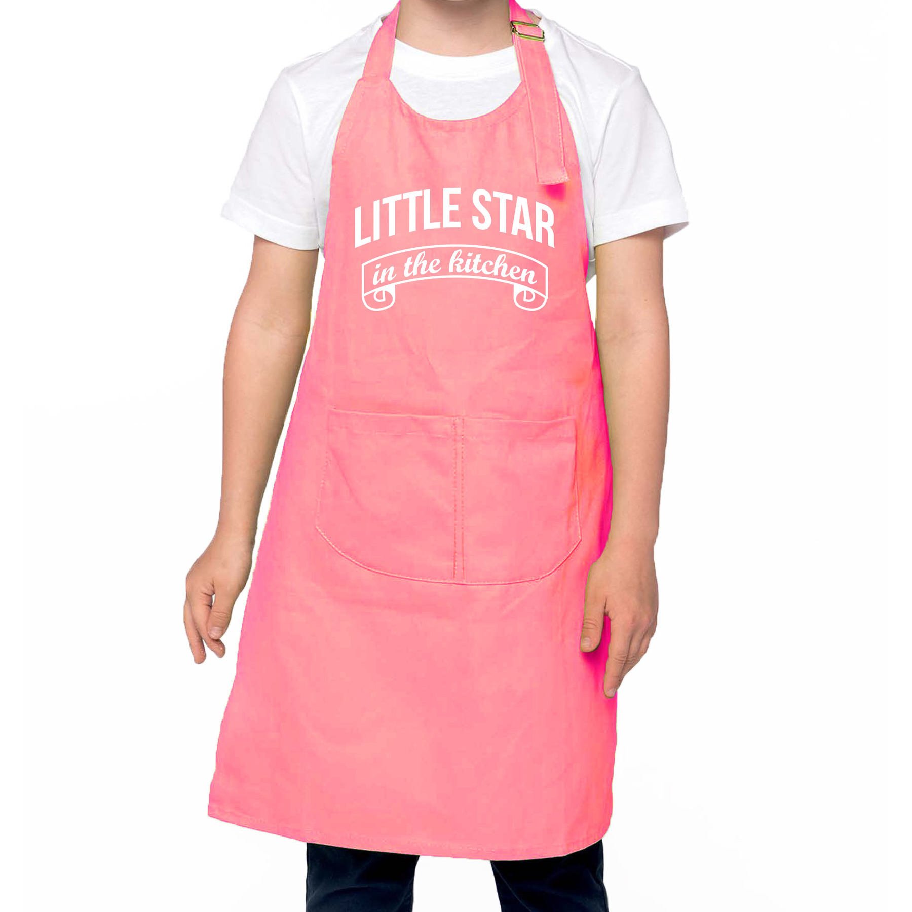 Little star in the kitchen Keukenschort kinderen- kinder schort roze voor jongens en meisjes