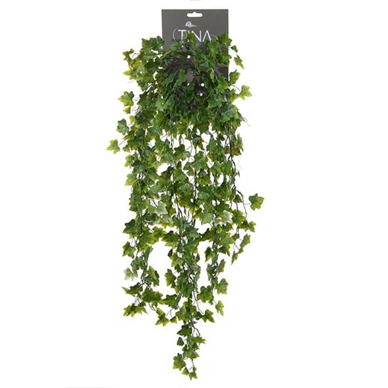 Louis Maes kunstplant met blaadjes hangplant Klimop-hedera groen-wit 80 cm