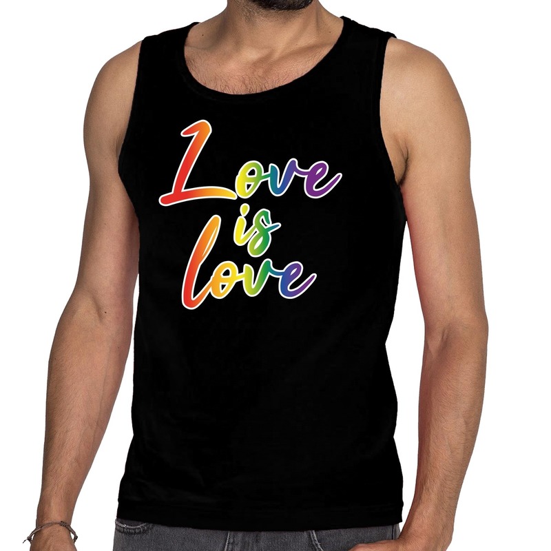 Love is love gaypride tanktop-mouwloos shirt zwart heren