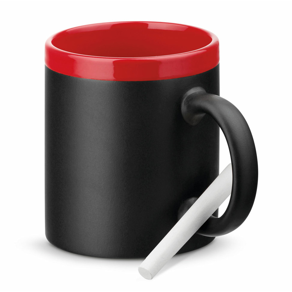 Luxe krijt koffiemok-beker rood-zwart keramiek met krijt te beschrijven 350 ml Eigen naam