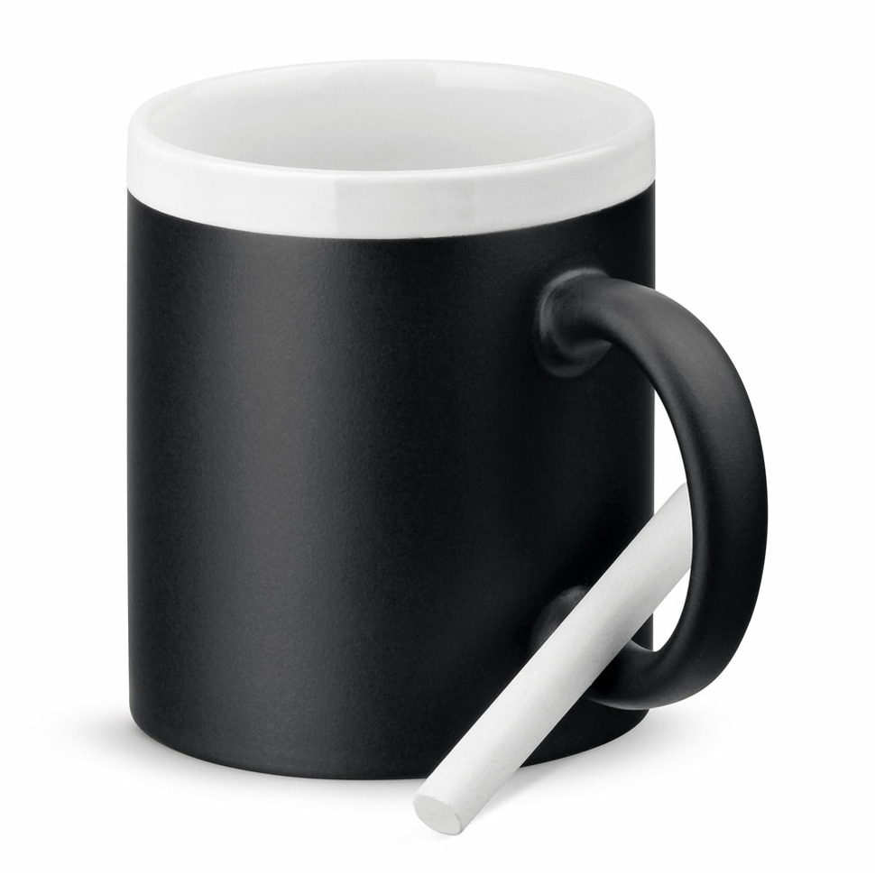 Luxe krijt koffiemok-beker wit-zwart keramiek met krijt te beschrijven 350 ml Eigen naam